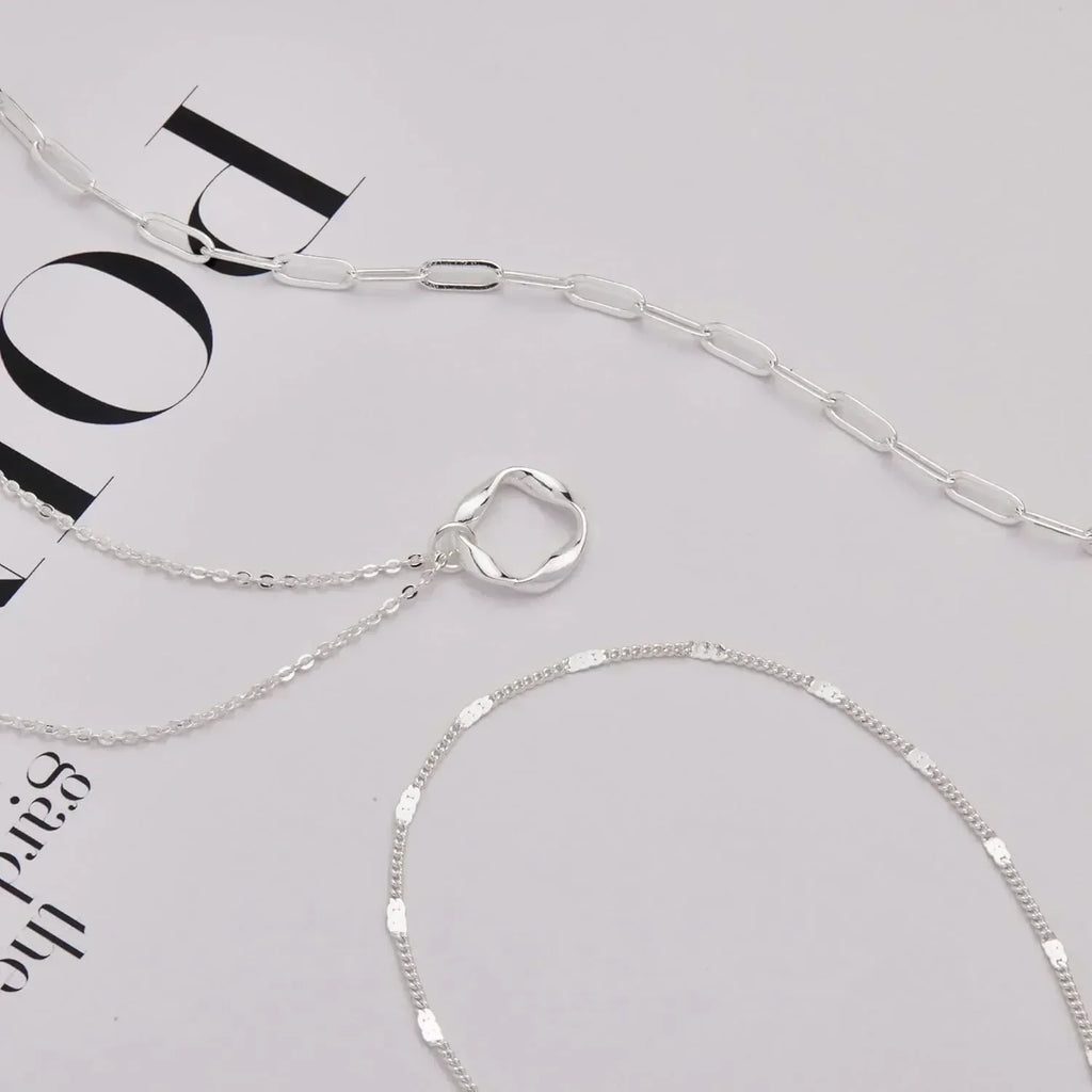 Track Belle Layered Circle Chain Necklace