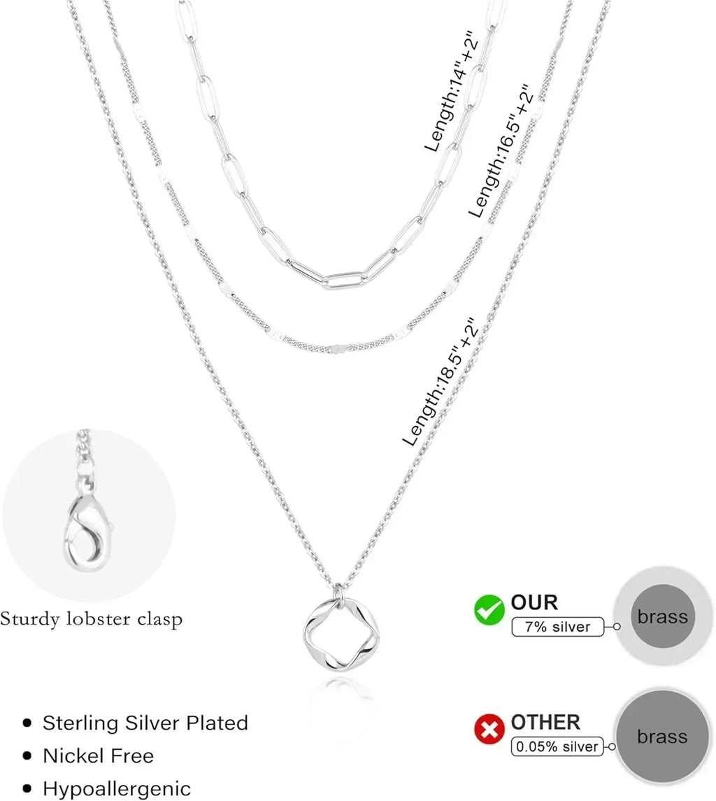 Track Belle Layered Circle Chain Necklace