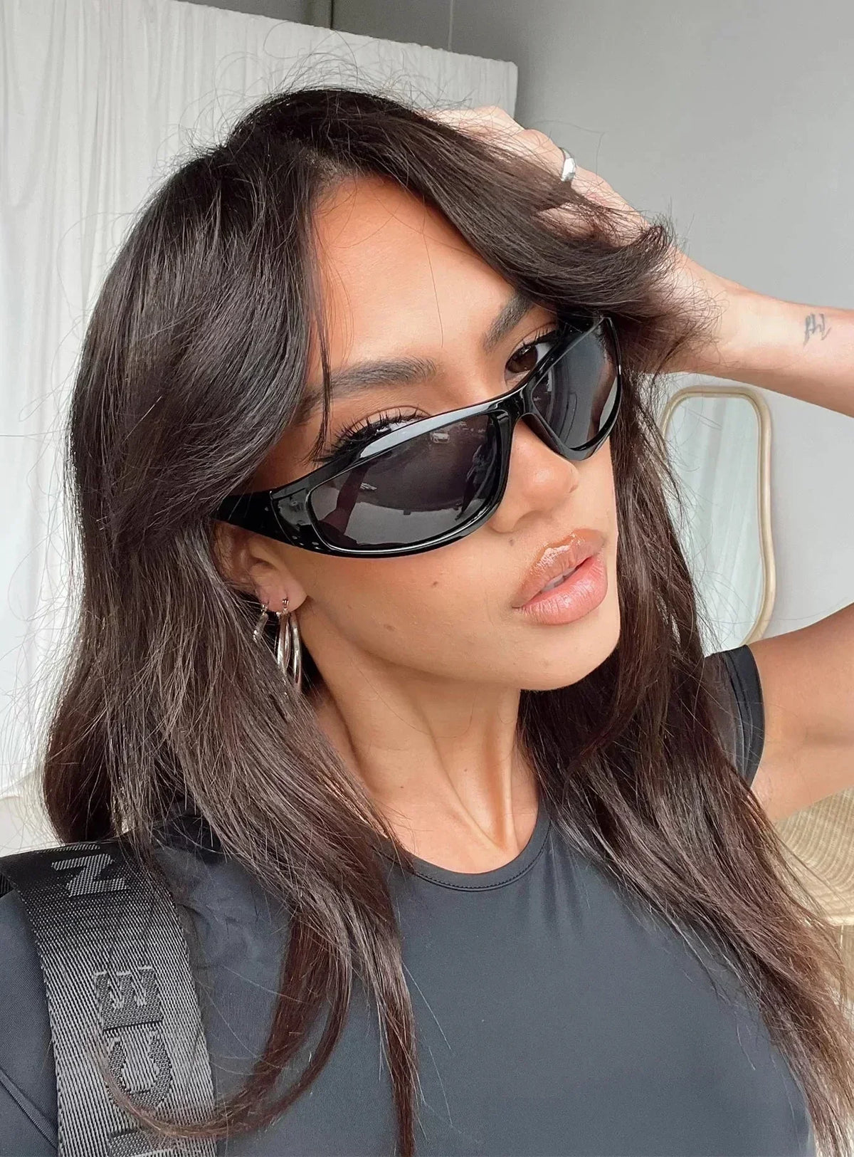 Track Belle Y2K Oversized Rectangle Sunglasses