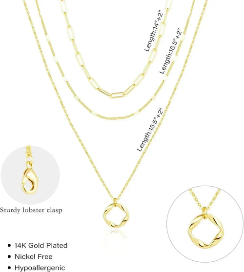 Track Belle Layered Circle Chain Necklace